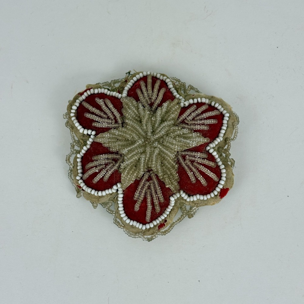 Antique Iroquois‎ Seneca Native American Handmade Beaded Cushion Whimsy